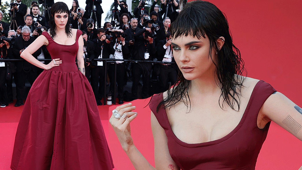 Cara Delevingne bambaşka bir stille Cannes'e katıldı!