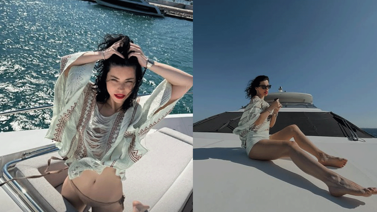 Yaz tatiline devam eden Merve Boluğur'dan tekne pozları